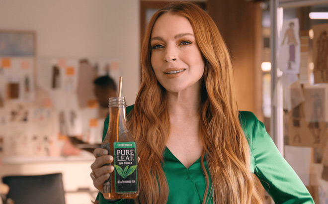 Lindsay Lohan Holding Pure Leaf Iced Tea