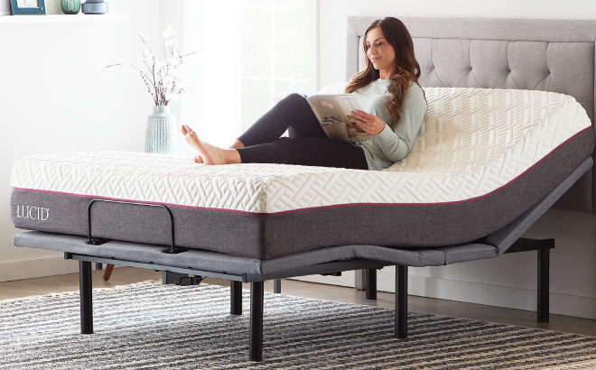 Lucid Advanced Power Adjustable Bed Base with Mattress