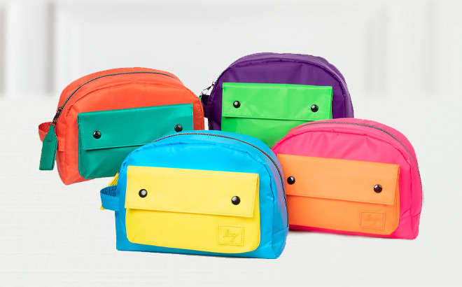 Lug Colorblock Cosmetic Cases on the Table