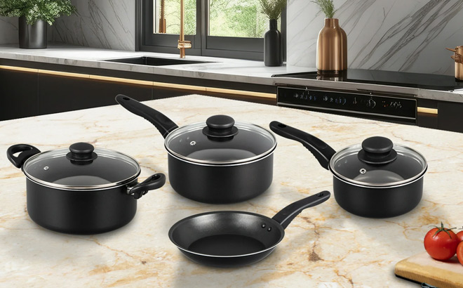 Mainstays 7 Piece Non Stick Cookware Set Black