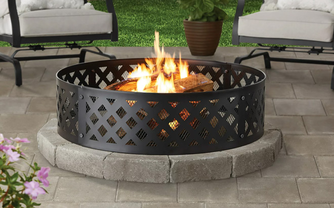 Mainstays Round Metal and Steel Fire Ring Black