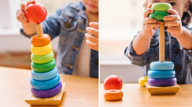 Melissa & Doug Rainbow Stacker Wooden Ring Toy