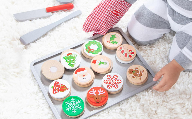 Melissa Doug Slice and Bake Wooden Christmas Cookie Play Food Set