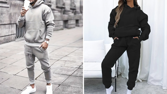 Mens Casual Hoodie Sweatpants Set