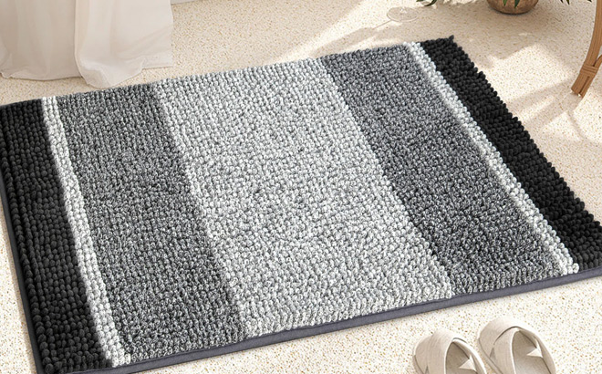 Mersin Gradient Chenille Water Absorbent Soft Plush Bath Rug