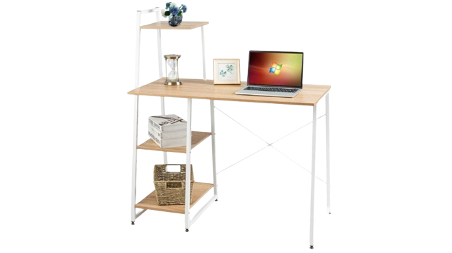 Metal and Wood Desk with 3 Shelves