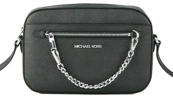 Michael Kors Jet Set Item Large East West Zip Chain Crossbody Leather Bag