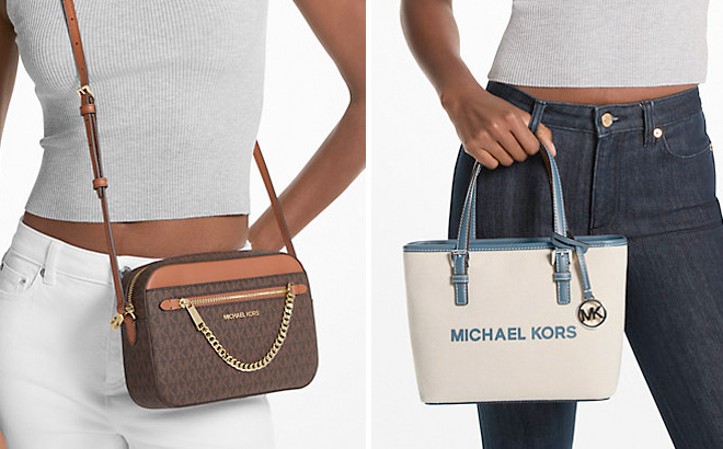 Michael Kors Jet Set Travel Extra Small Canvas Top Zip Tote Bag