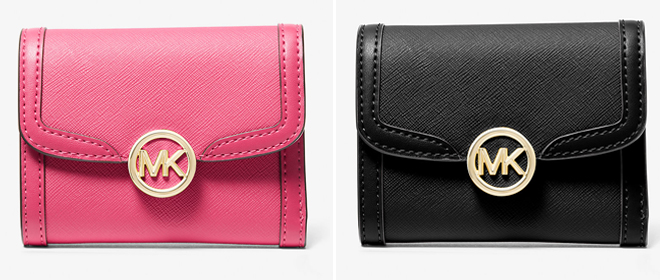 Michael Kors Leida Medium Wallets in Pink and Black 