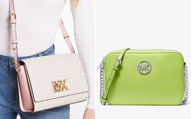 Michael Kors Mimi Medium Logo Messenger Bag and Fulton Large Pebbled Leather Camera Bag