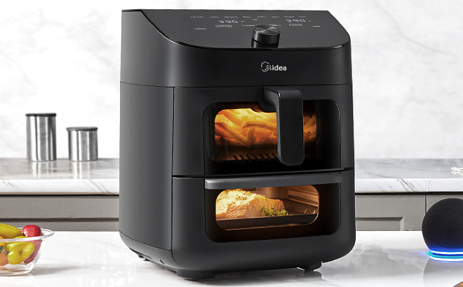 Midea Dual Basket 11 Quart Air Fryer Oven on Countertop