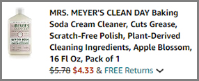 Mrs Meyers Clean Day Baking Soda Cream Cleaner at Amazon