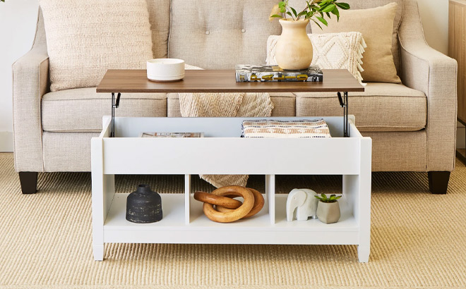 Multifunctional Lift Top Coffee Table with Storage