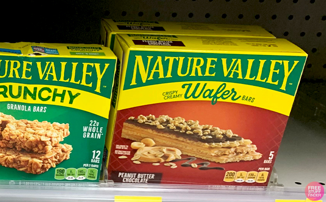 Nature Valley 5 Count Wafer Bar Pack on a Shelf