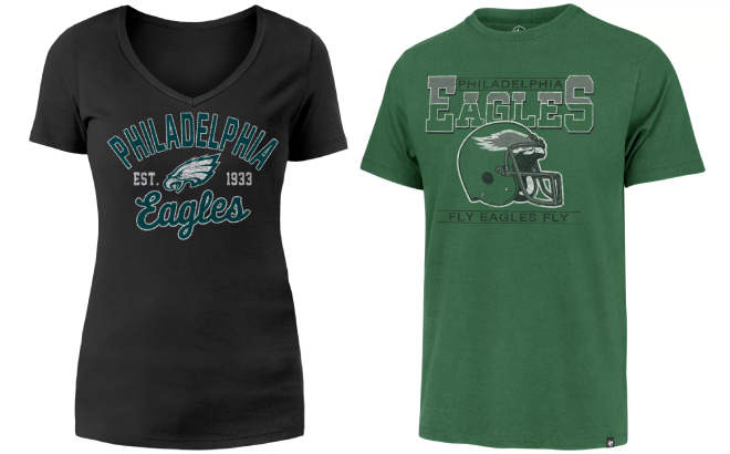 New Era Womens Philadelphia Eagles Shirt and 47 Mens Team Legacy Shirt