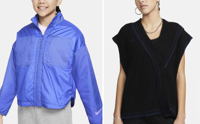 Nike Sportswear Therma FIT Repel Girls Shirt Jacket and Womens Knit Vest