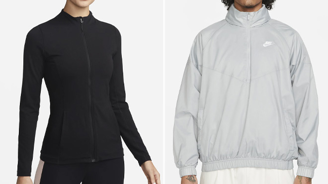 Nike Yoga Dri FIT Luxe Womens Fitted Jacket and Nike Windrunner Mens Anorak Jacket