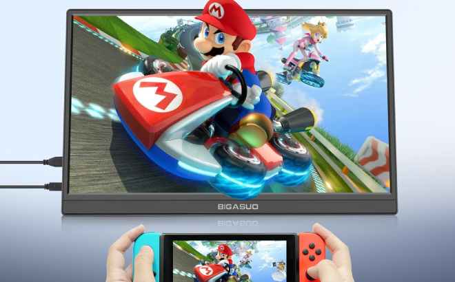 Ninento Switch Game Flashed on Bigasuo 15 6 Inch Portable Monitor