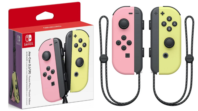 Nintendo Joy-Con in Pastel Pink and Yellow