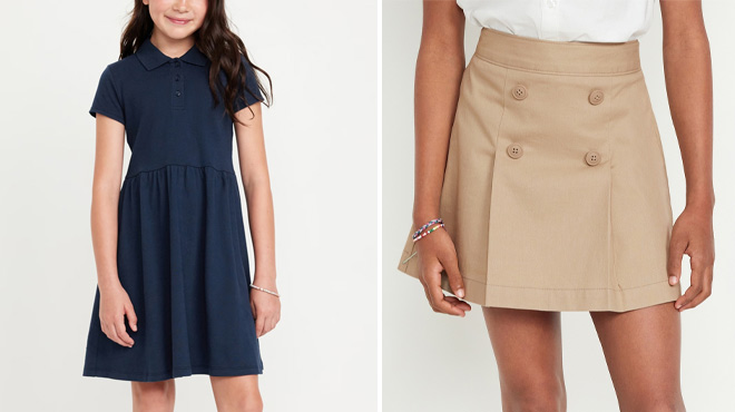 Old Navy School Uniform Fit & Flare Pique Polo Dress and Pleated Skort