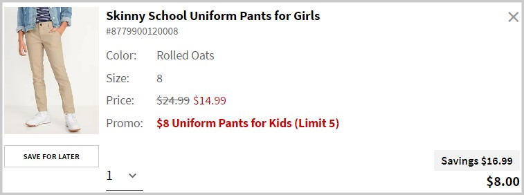 Old Navy Uniform Pants Checkout