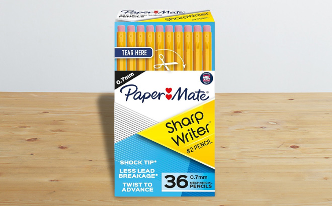 Paper Mate SharpWriter Mechanical Pencils 36 Count Pack on a Table