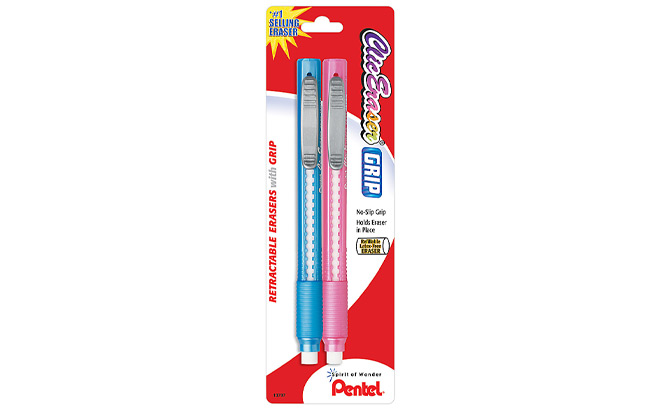 Pentel 2 Count Clic Erasers on a White Background