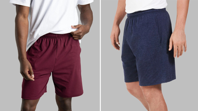 People wearing Fruit of the Loom Mens Jersey Shorts