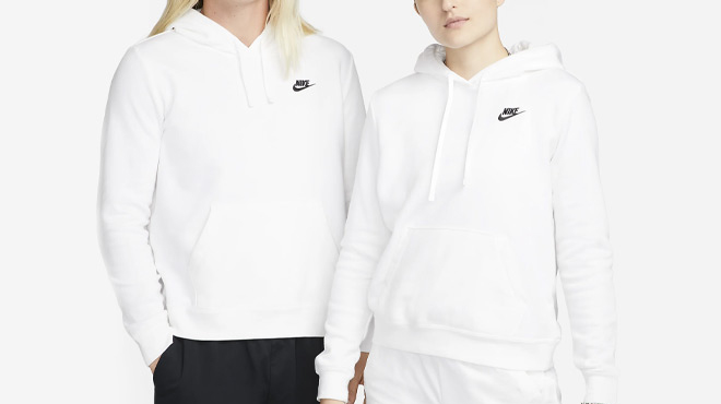 People wearing Nike Sportswear Club Fleece Womens Pullover Hoodies