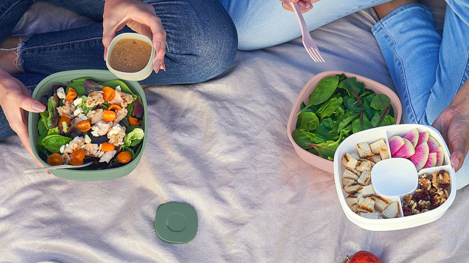 Persons Having a Salad Meals Using Bentgo Salad Containers