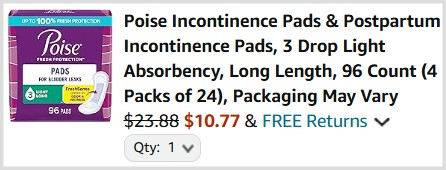 Poise Pads Checkout