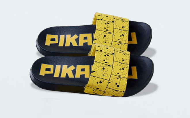 Pokemon Mens Pikachu Soccer Slide Sandals 1