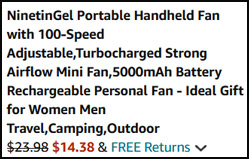 Portable Handheld Fan Order Summary