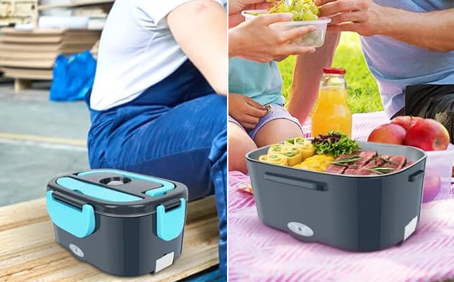 Portable Heating Box with Container Fork and Spoon