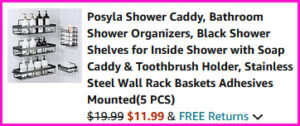 Posyla Shower Caddy 5 Pack Checkout Screen