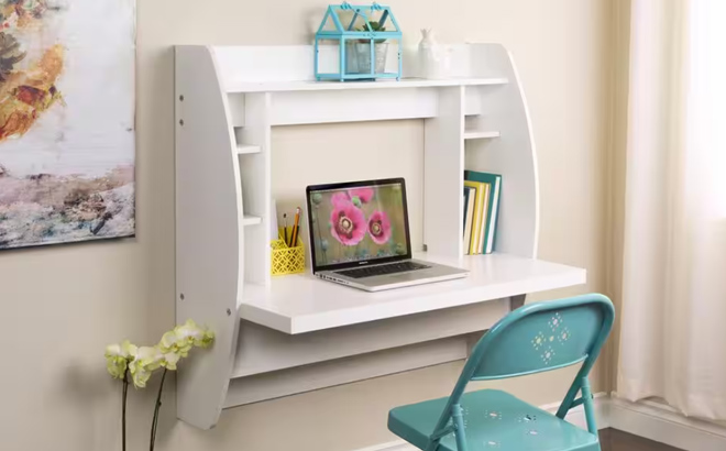 Prepac 43 inch Rectangular White Floating Desk