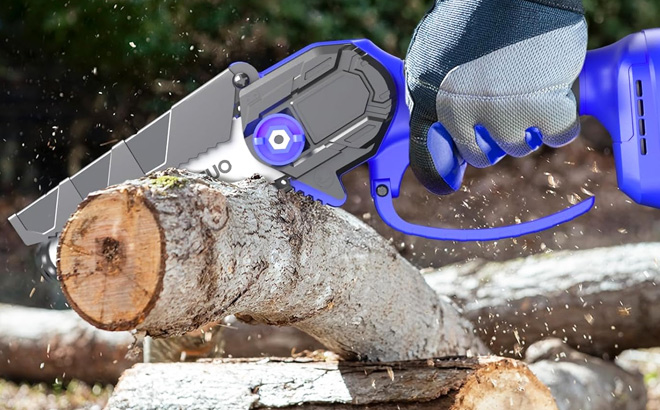 Pulituo 4 Inch Mini Chainsaw Cordless in Use