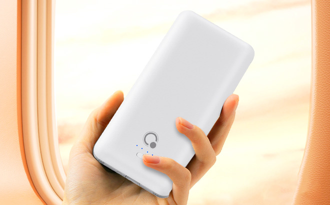 Q 10000mAh Power Bank Slim Portable Charger in White