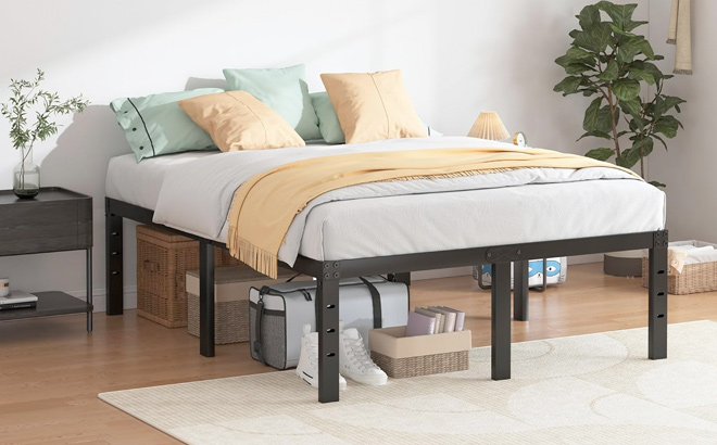 QEROMY King Size Bed Frame 18 in Sturdy Platform Bed Frame King