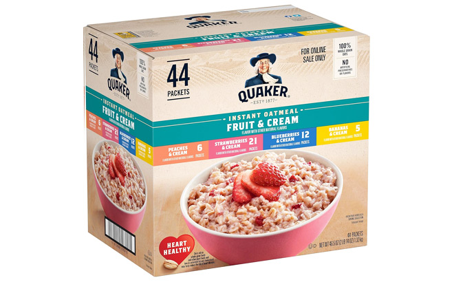 Quaker Instant Oatmeal Fruit and Cream Variety 44 Pack