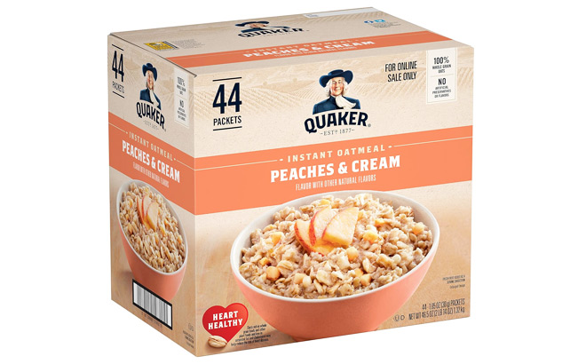 Quaker Instant Oatmeal Peaches and Cream 48 Pack