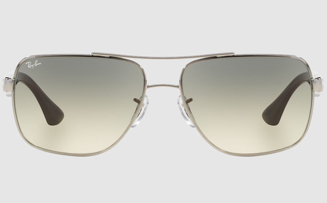 Ray Ban Square Aviator Sunglasses Silver Color