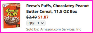 Reeses Puffs Cereal Checkout Screen