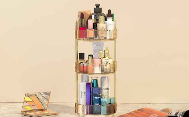 Rotating Makeup Organizer on the Table