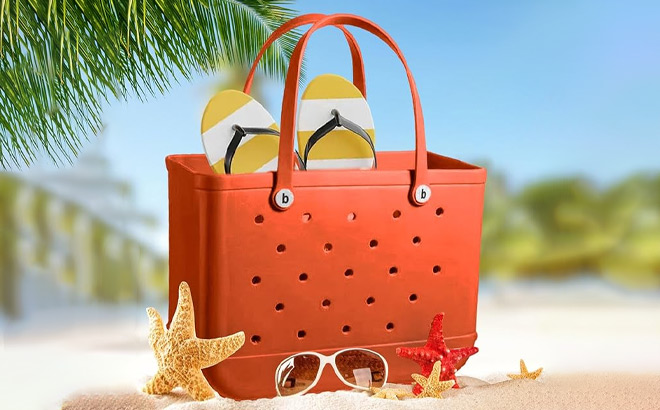 Rubber Beach Handbag in Orange Color