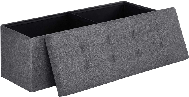 SONGMICS Storage Ottoman Bench in Dark Grey Color