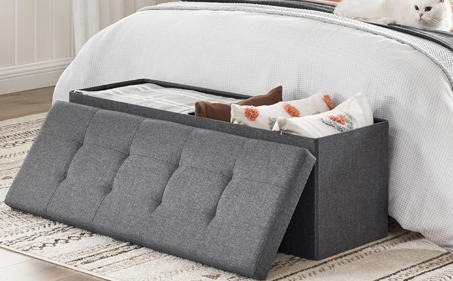 SONGMICS Storage Ottoman Bench in a Bedroom