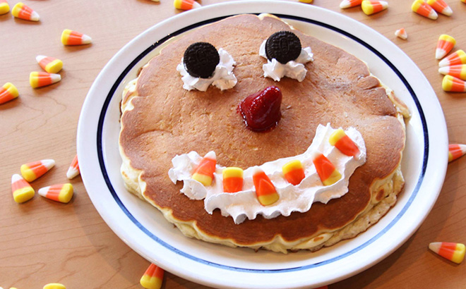 Scary Face Pancakes at Table