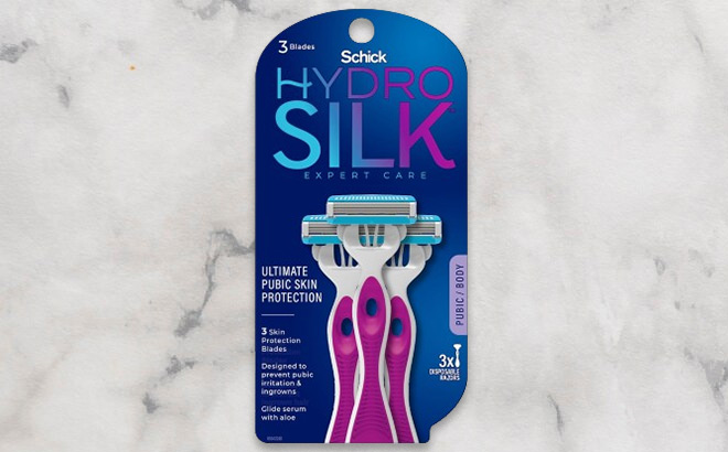 Schick Hydro Silk Disposable Razors for Women on the Table