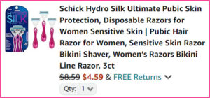 Schick Hydro Silk Razors at Checkout